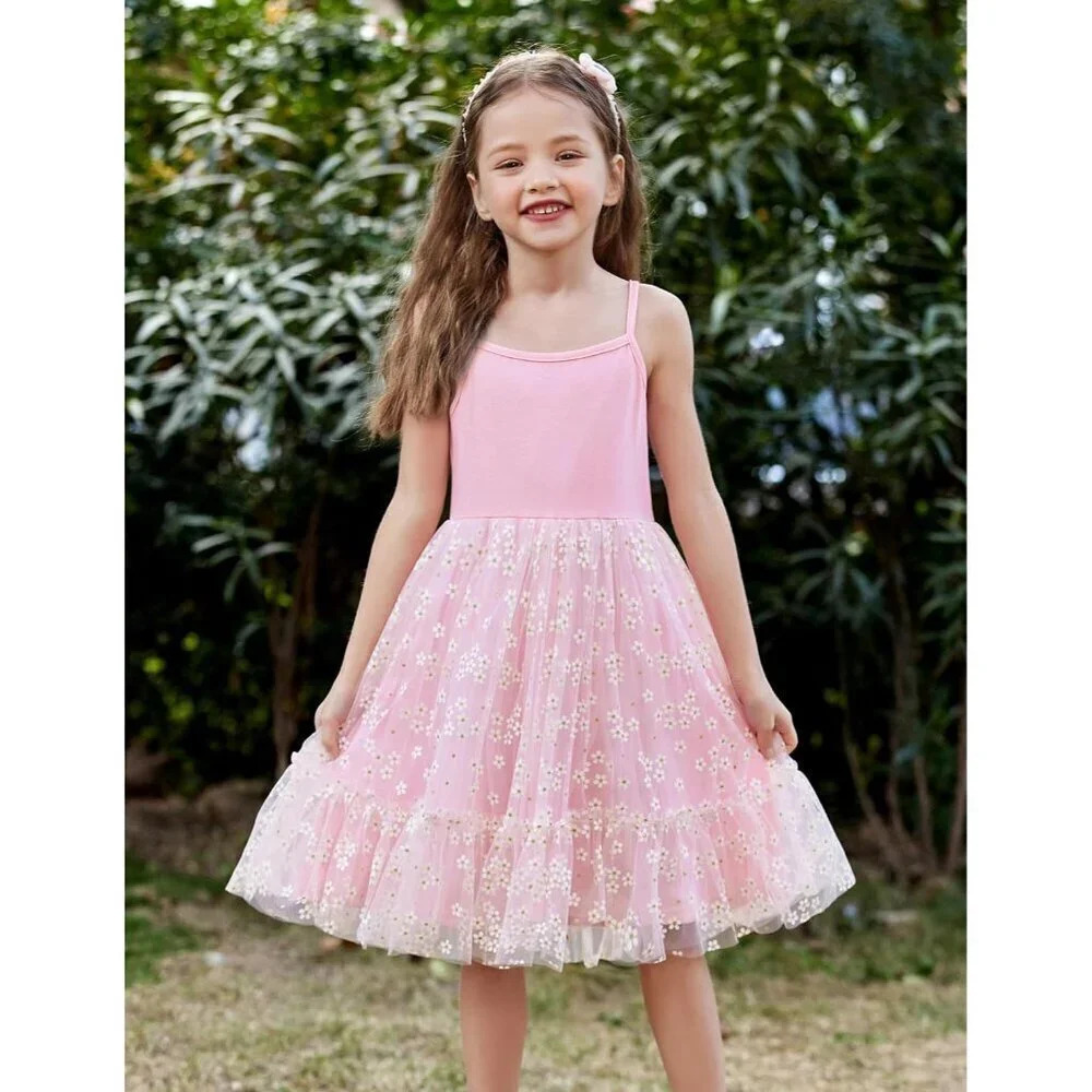 Tutu Dress Little Girl Ruffled Tulle Cami Dresses Princess Party Sundress - Picture 2 of 7